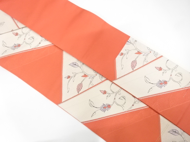 JAPANESE KIMONO / UNUSED NAGOYA OBI / SILK / FLORAL ARABESQUE
